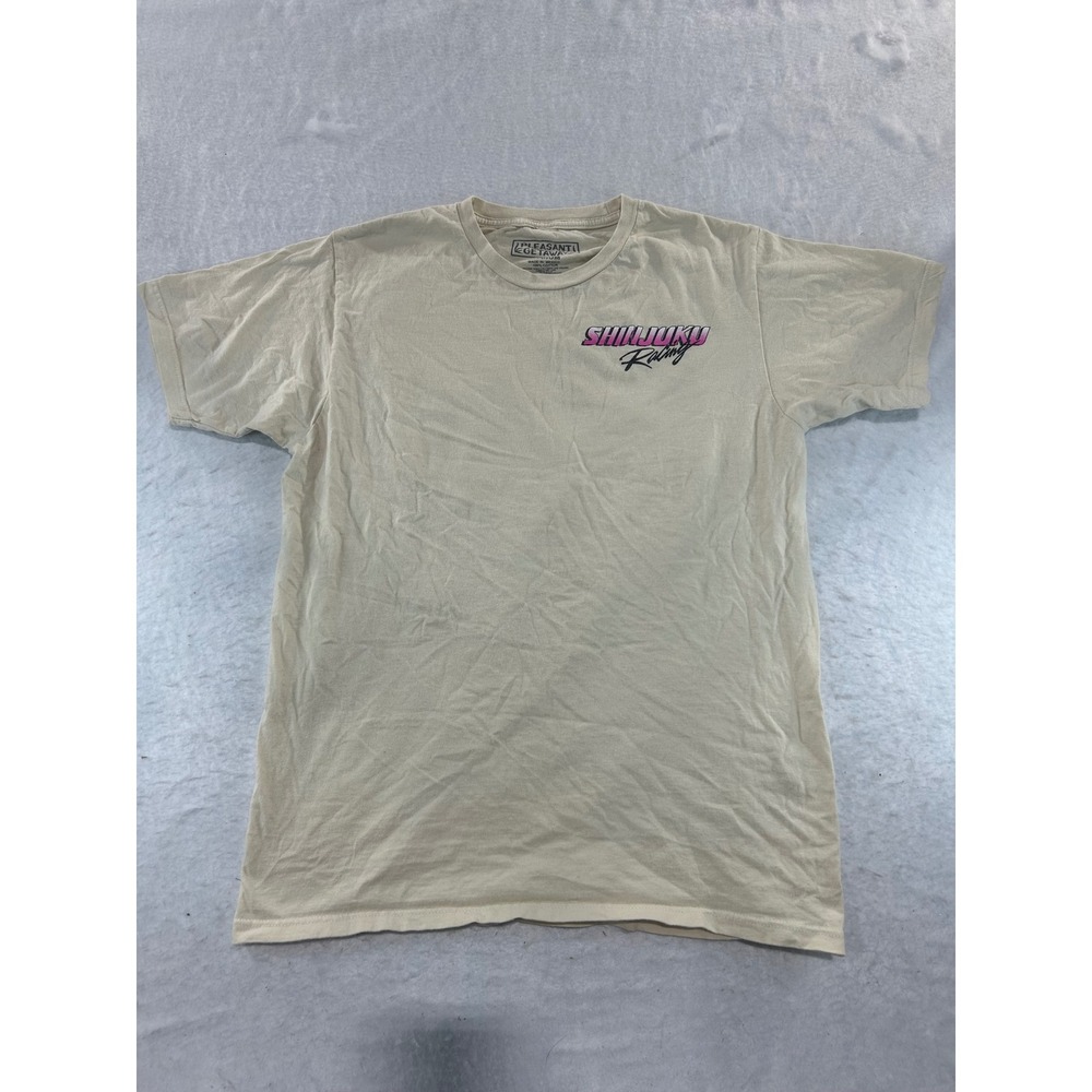 Pleasant Getaway Shinjuku Racing Graphic T-Shirt Mens Medium Tan Pink Streetwear